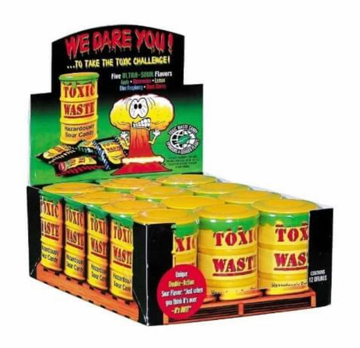 TOXIC WASTE SLIME LICKER- YELLOW CANDY DRUM, 12CT DSP