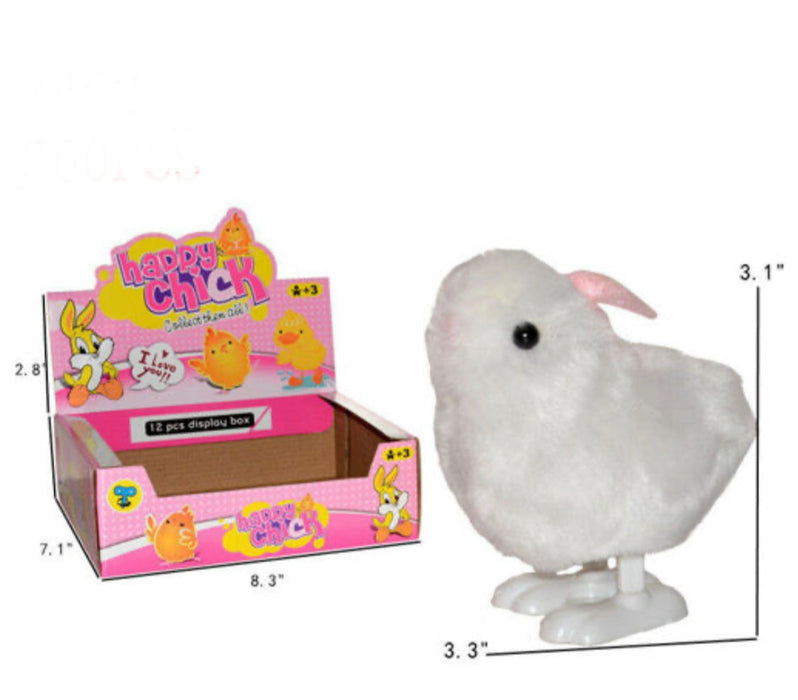 HAPPY CHICK- WIND UP WHITE BUNNY- 12CT DSP