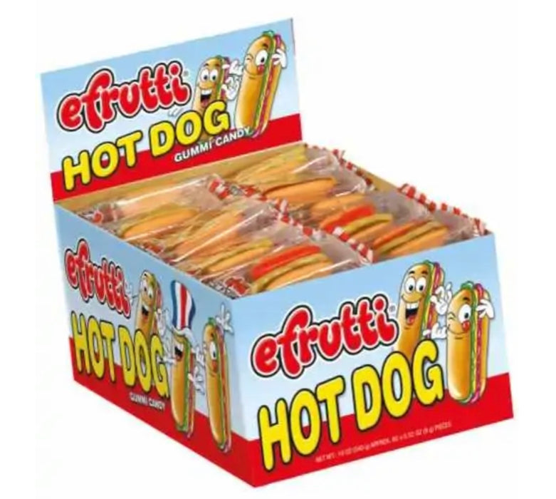 E-FRUTTI - HOT DOG GUMMI CANDY, 60CT BOX (31608)