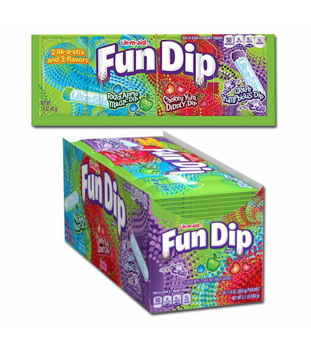 FUN DIP CANDY, ASSORTED- 24 PACK, 1.4oz POUCHES (36459)