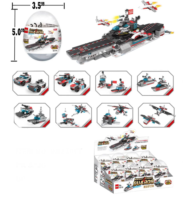 8-IN-1 DIY COMBO BLOCK TOY AIRCRAFT CARRIER- 8CT (88240TY)