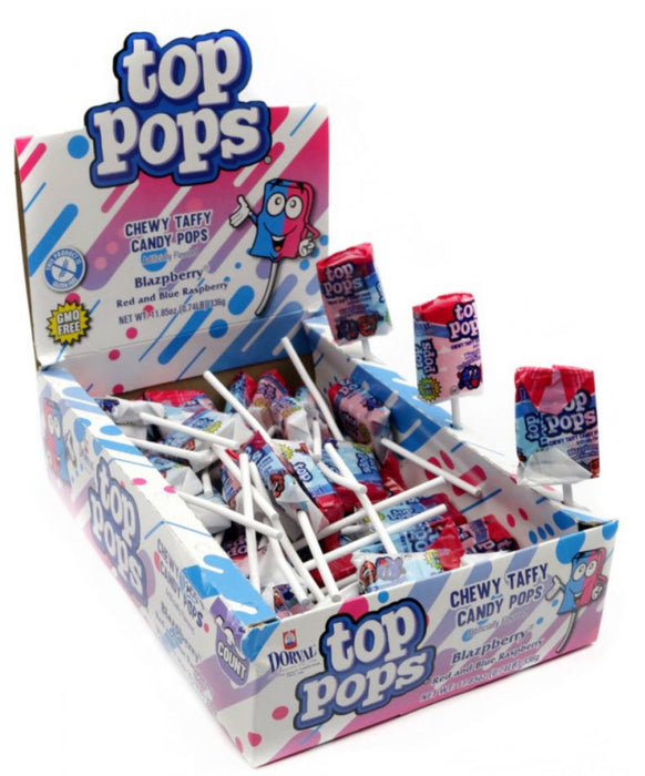 TOP POPS, CHEWY TAFFY CANDY POPS- 48CT BX